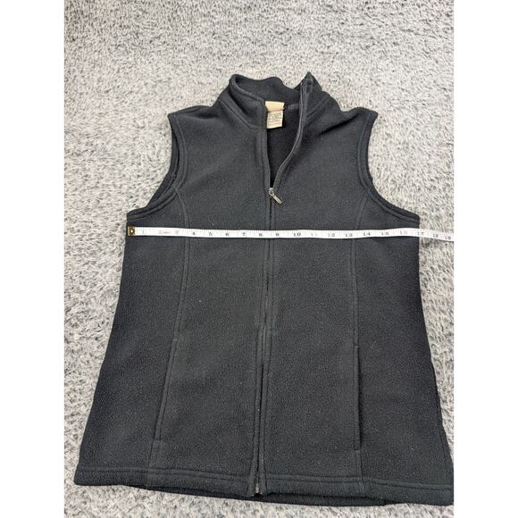 LL Bean Vest Womens Small Black Polyester Fleece Full Zip Gorpcore Hiking Walk - Picture 4 of 7